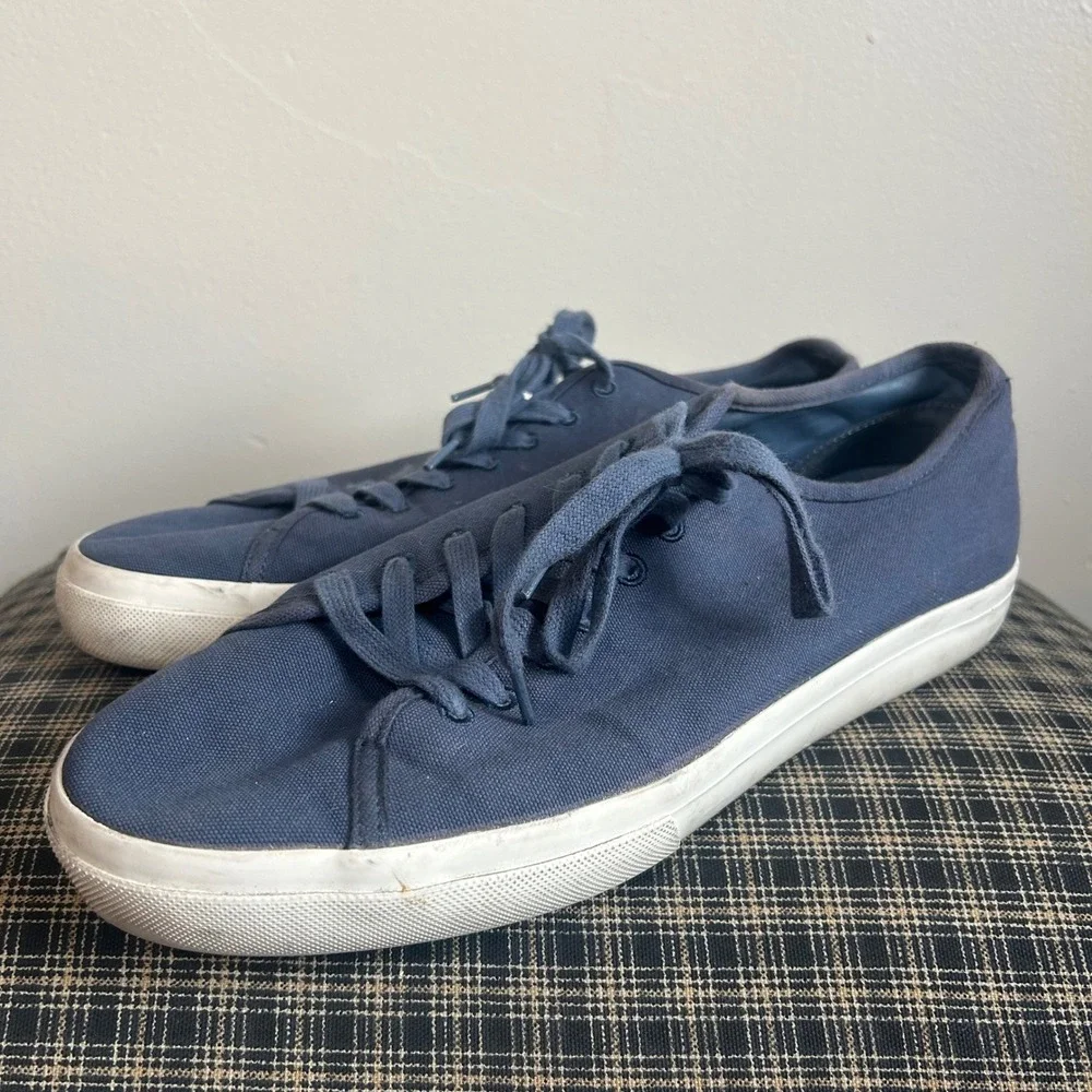 Vince Canvas‎ Low Top Sneakers Mens 11.5 Navy Blue Casual Lace Up Shoes